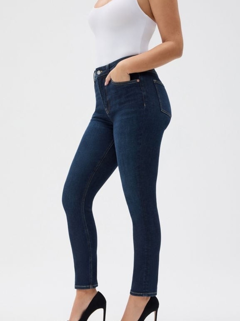 Fabletics High-Rise Dark Blue Skinny Jeans - Women's 27S